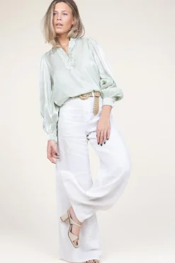 Store Lois Jeans Linen Mix Wide Leg Pants Marlene | White... | | Little Soho