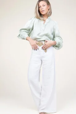 Store Lois Jeans Linen Mix Wide Leg Pants Marlene | White... | | Little Soho