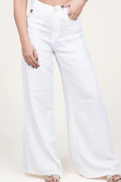 Store Lois Jeans Linen Mix Wide Leg Pants Marlene | White... | | Little Soho