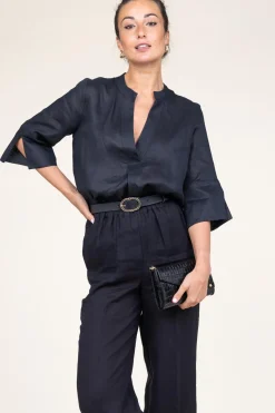 New Greek Archaic Kori Linen Top Sena | Black... | | Little Soho