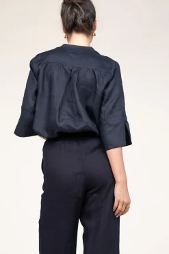 New Greek Archaic Kori Linen Top Sena | Black... | | Little Soho