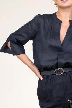 New Greek Archaic Kori Linen Top Sena | Black... | | Little Soho