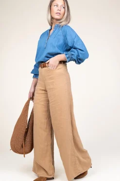Cheap Lois Jeans Linen Wide Leg Pants Marlene | Camel... | | Little Soho