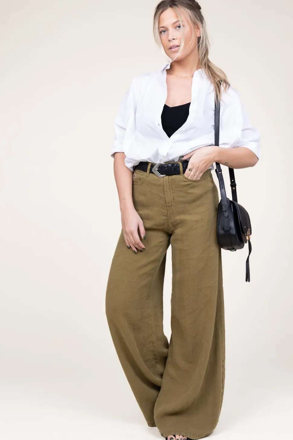 Cheap Lois Jeans Linen Wide Leg Pants Marlene | Green... | | Little Soho