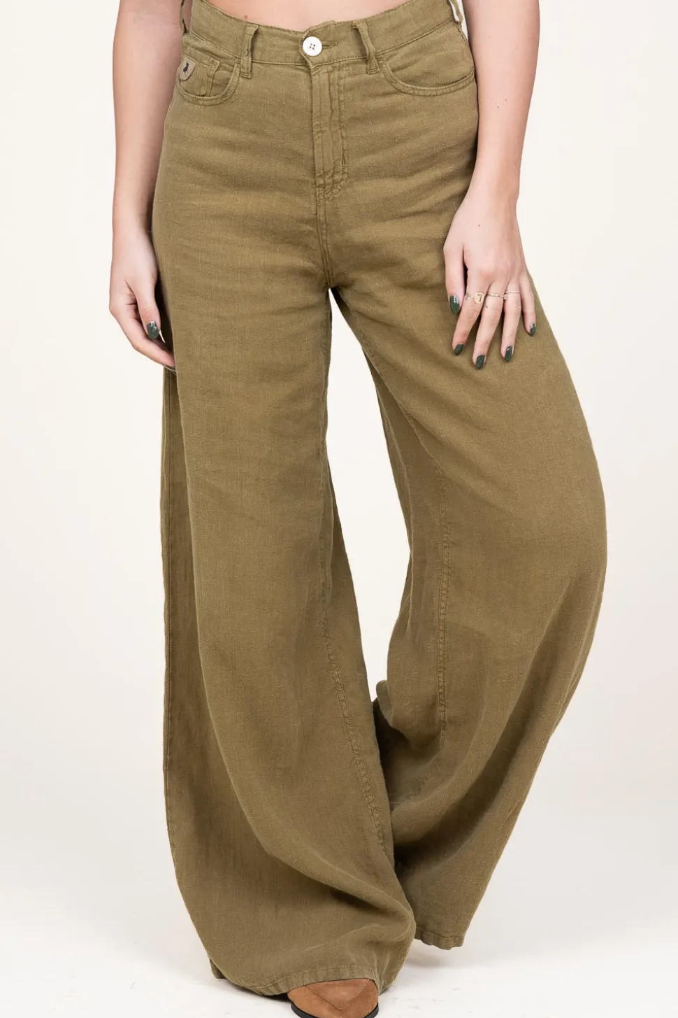 Cheap Lois Jeans Linen Wide Leg Pants Marlene | Green... | | Little Soho