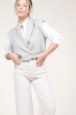 Online Aaiko Lurex Jacquard Waistcoat Letica | Green... | | Little Soho