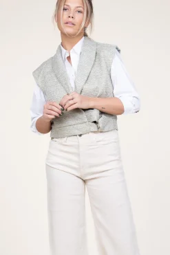 Online Aaiko Lurex Jacquard Waistcoat Letica | Green... | | Little Soho