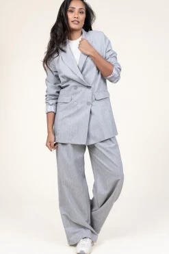 Cheap D-ETOILES CASIOPE Lurex Linen Double Breasted Blazer Grace | Grey... | | Little Soho