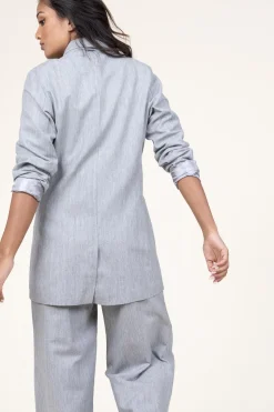 Cheap D-ETOILES CASIOPE Lurex Linen Double Breasted Blazer Grace | Grey... | | Little Soho