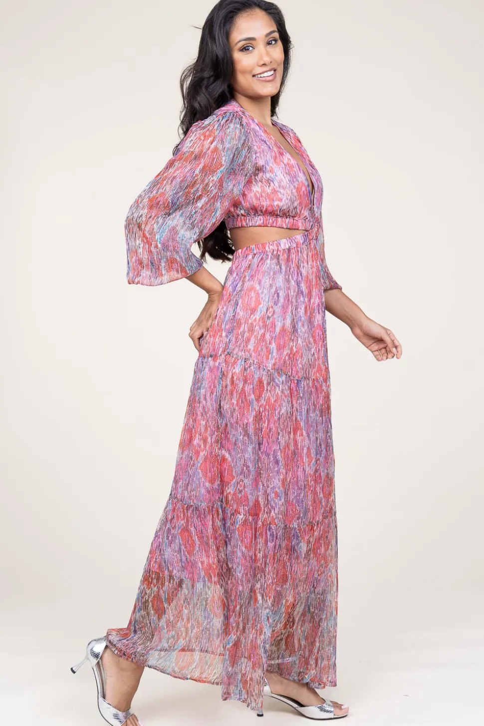 Store Berenice Lurex Maxi Dress Rainbow | Pink... | | Little Soho