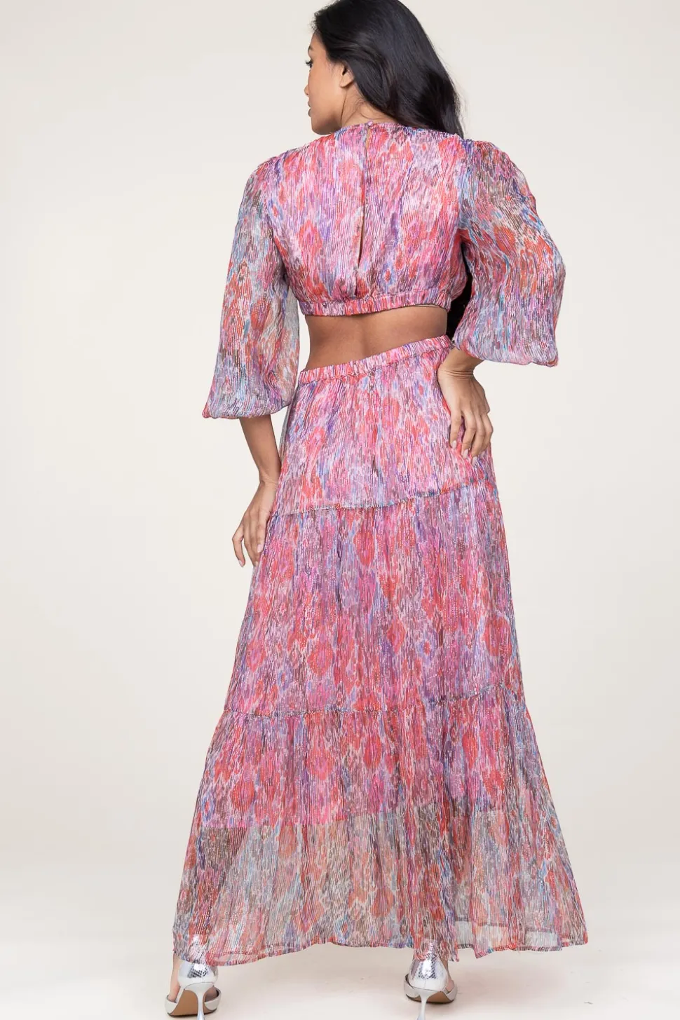 Store Berenice Lurex Maxi Dress Rainbow | Pink... | | Little Soho