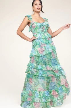 Outlet Ibana Lurex Maxi Dress With Print Danessa | Green... | | Little Soho
