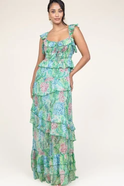 Outlet Ibana Lurex Maxi Dress With Print Danessa | Green... | | Little Soho