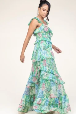 Outlet Ibana Lurex Maxi Dress With Print Danessa | Green... | | Little Soho