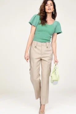 Online Ibana Lurex Top With Puffed Sleeves Thaira | Green... | | Little Soho