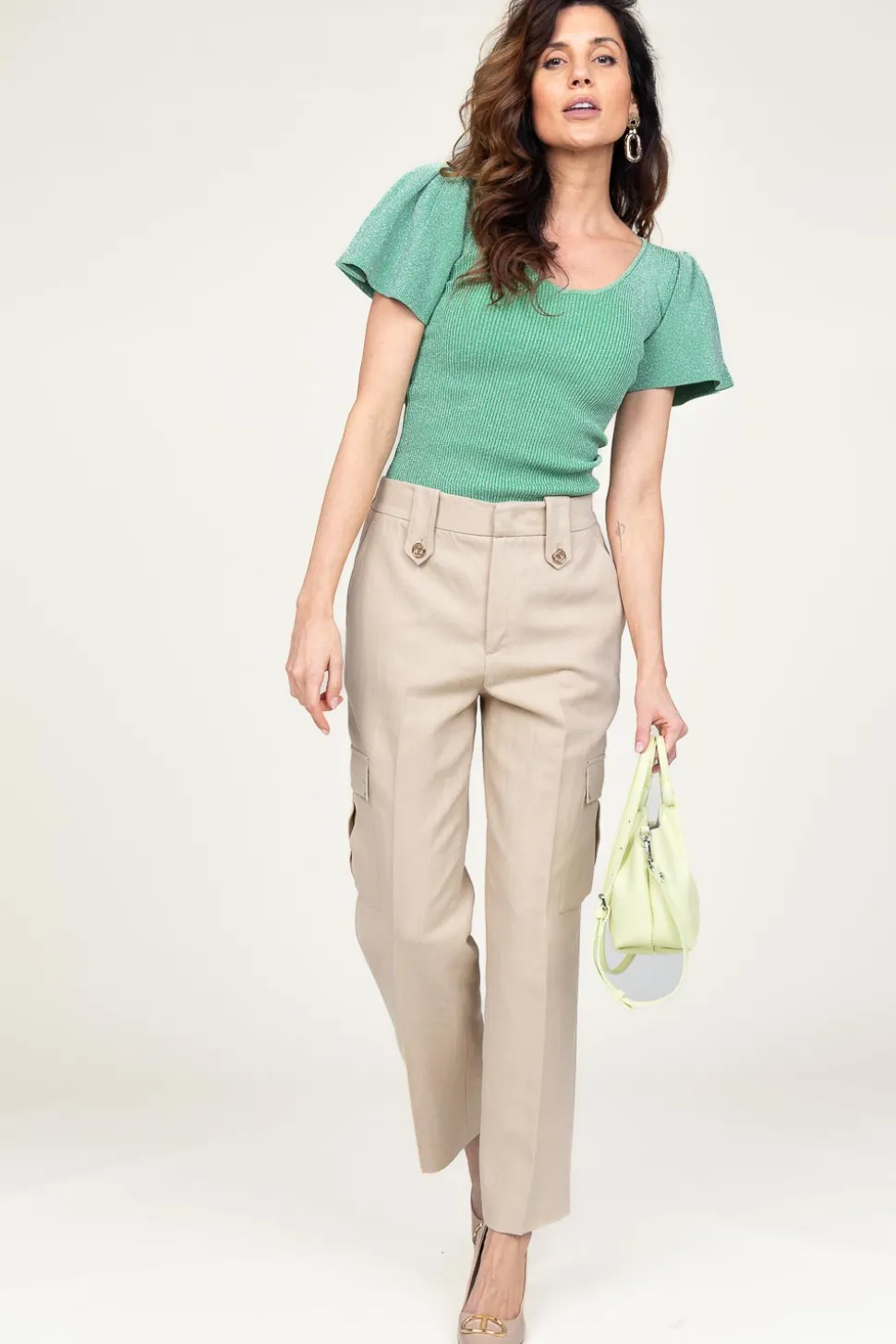 Online Ibana Lurex Top With Puffed Sleeves Thaira | Green... | | Little Soho