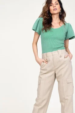 Online Ibana Lurex Top With Puffed Sleeves Thaira | Green... | | Little Soho