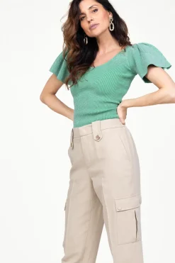 Online Ibana Lurex Top With Puffed Sleeves Thaira | Green... | | Little Soho