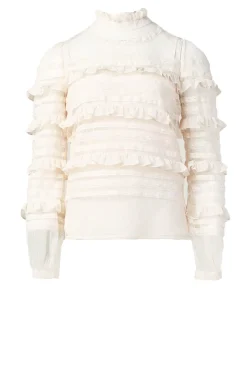 Hot Twinset Luxe Mesh Top With Ruffles Danique | Natural... | | Little Soho