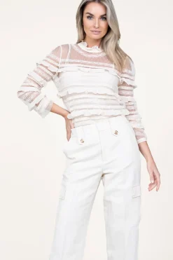 Hot Twinset Luxe Mesh Top With Ruffles Danique | Natural... | | Little Soho