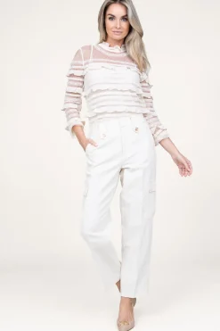 Hot Twinset Luxe Mesh Top With Ruffles Danique | Natural... | | Little Soho