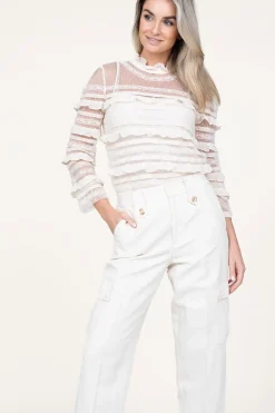 Hot Twinset Luxe Mesh Top With Ruffles Danique | Natural... | | Little Soho