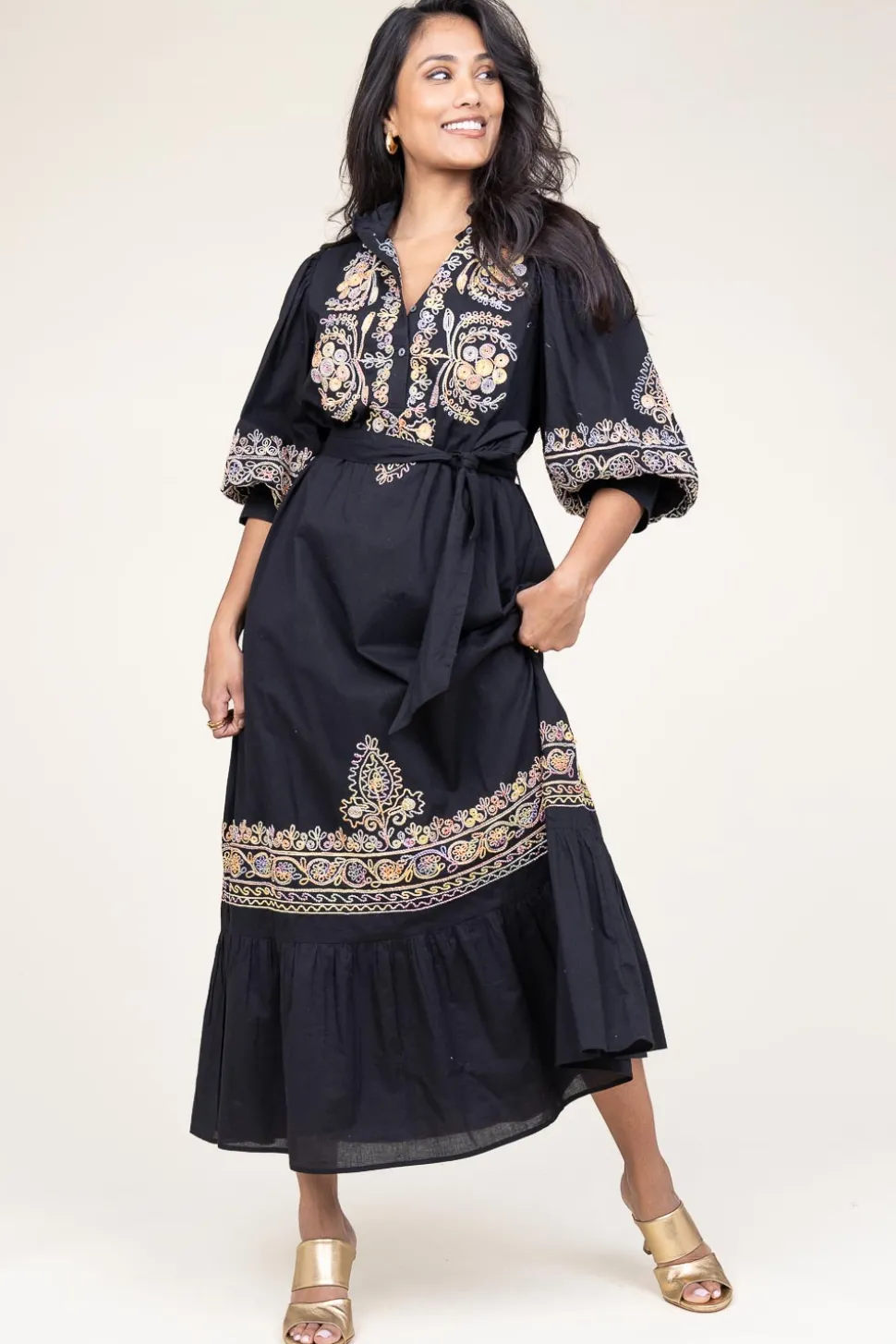 Discount Antik Batik Maxi Dress With Embroidery Neil | Black... | | Little Soho
