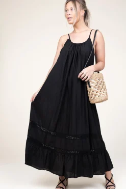 Fashion Kocca Maxi Dress With Lace Detail Huliana | Black... | | Little Soho