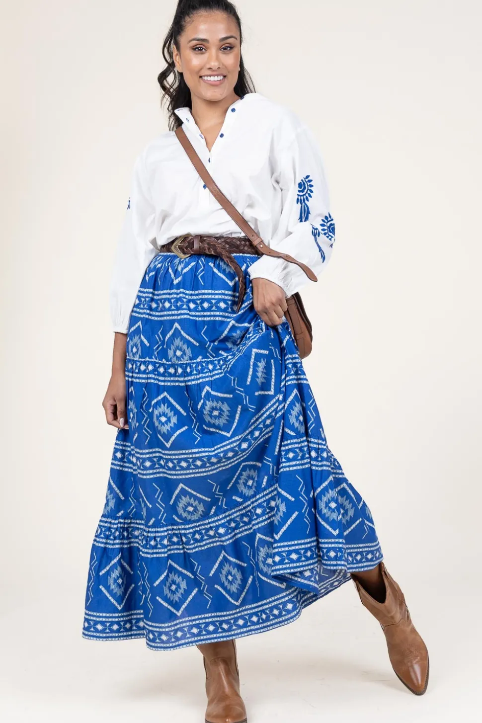 Hot Lollys Laundry Maxi Skirt With Print Sunset | Blue... | | Little Soho