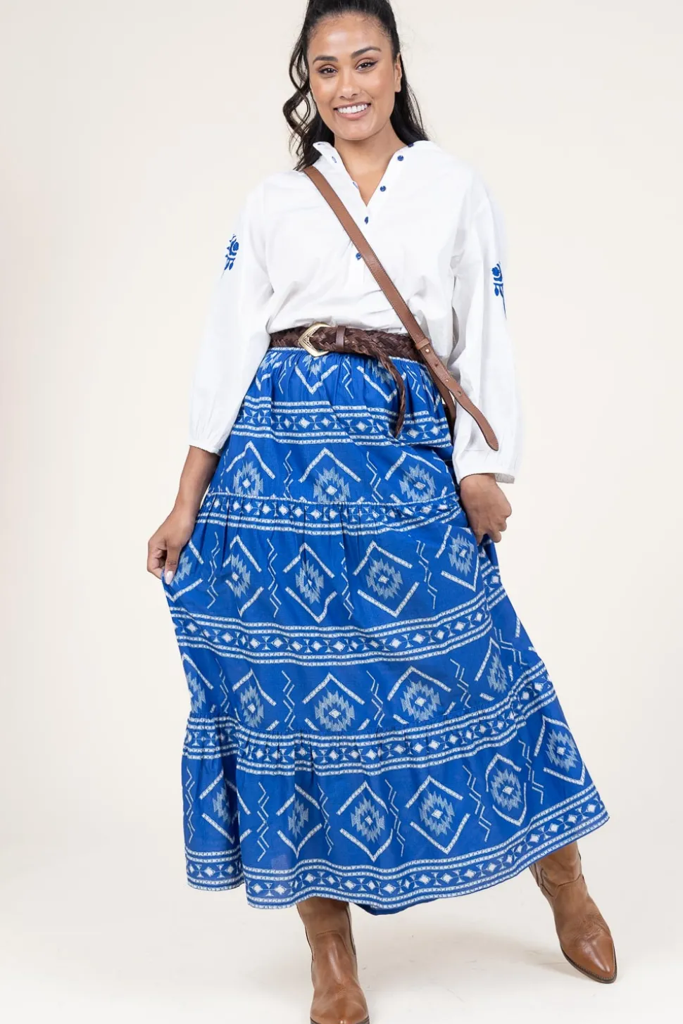 Hot Lollys Laundry Maxi Skirt With Print Sunset | Blue... | | Little Soho