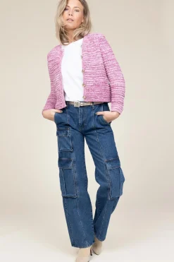 Online ba&sh Melange Tricot Cardigan Guspa | Pink... | | Little Soho
