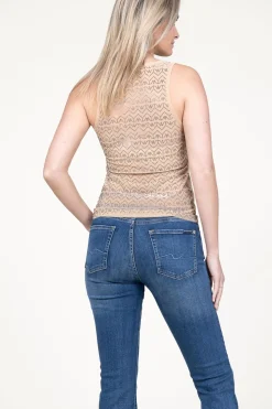 Clearance Patrizia Pepe Mesh Top With Logo Lia | Beige... | | Little Soho