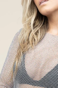Best Sale Copenhagen Muse Mesh Top With Rhinestones Stone | Silver... | | Little Soho