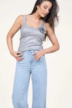 Best Copenhagen Muse Metallic Baby Rib Top Lika | Silver... | | Little Soho