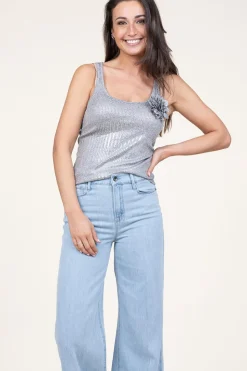 Best Copenhagen Muse Metallic Baby Rib Top Lika | Silver... | | Little Soho
