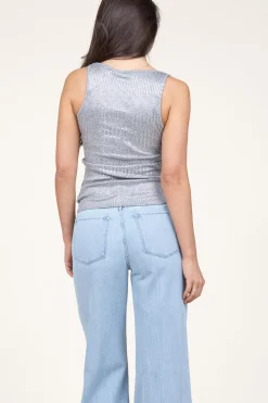 Best Copenhagen Muse Metallic Baby Rib Top Lika | Silver... | | Little Soho