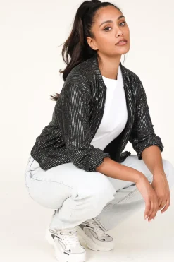 Flash Sale Dante 6 Metallic Bomber Jacket Dazzling | Black... | | Little Soho