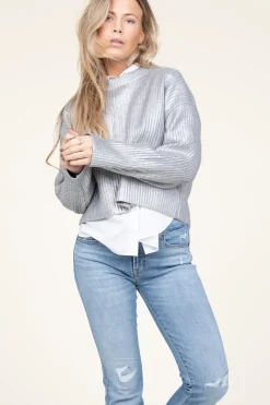 Outlet Co'Couture Metallic Boxy Sweater Row | Silver... | | Little Soho