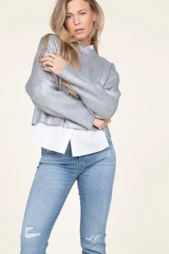 Outlet Co'Couture Metallic Boxy Sweater Row | Silver... | | Little Soho