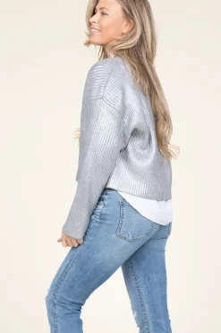 Outlet Co'Couture Metallic Boxy Sweater Row | Silver... | | Little Soho