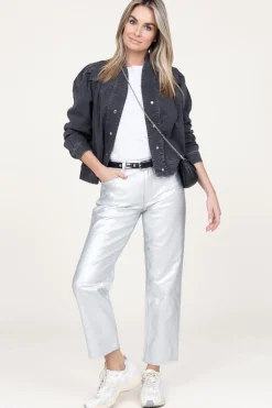 Sale Dante 6 Metallic Cropped Jeans Axelle | Silver... | | Little Soho