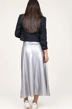 Store D-ETOILES CASIOPE Metallic Faux Leather Skirt Gloria | Silver... | | Little Soho