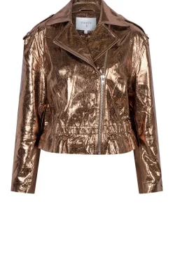 Hot Dante 6 Metallic Leather Biker Jacket Kravitz | Brown... | | Little Soho
