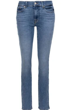 Hot 7 For All Mankind Mid Waist Skinny Jeans Roxanne | Blue... | | Little Soho