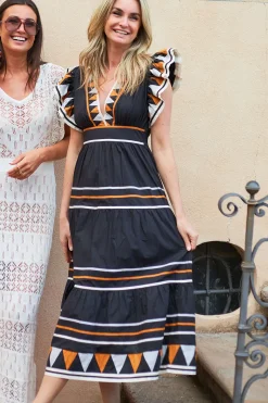 Store Scarlett Poppies Midi Dress Tricolore | Black... | | Little Soho