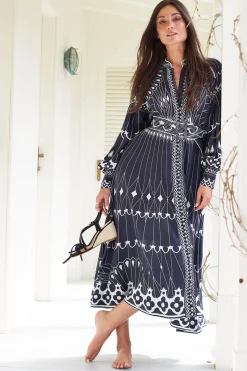 Online Scarlett Poppies Midi Dress With Belt Pernilla | Black... | | Little Soho