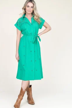 Discount Suncoo Midi Dress With Embroidery Details Coco | Green... | | Little Soho