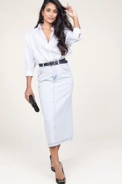 Sale American Vintage Non-Stretch Denim Skirt Joybird | Blue... | | Little Soho