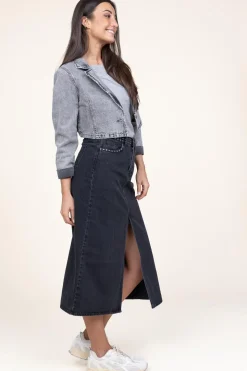 Cheap Co'Couture Non-Stretch Denim Skirt With Studs Vika | Black... | | Little Soho