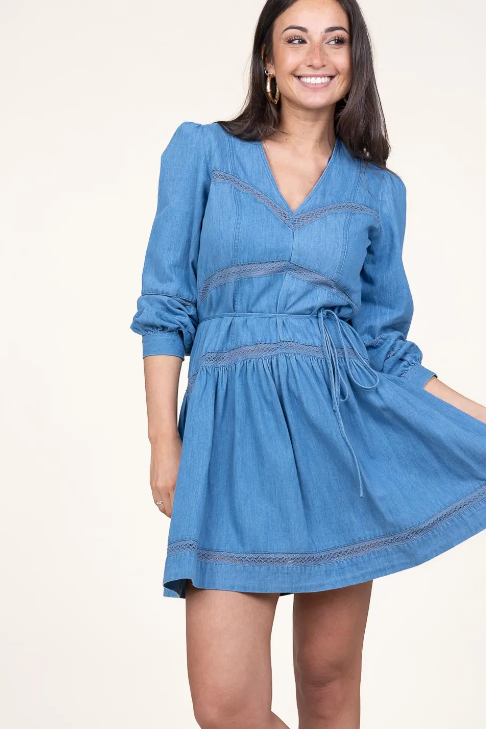 Fashion Twinset Non-Stretch Dress With Denim Look Lynn | Blue... | | Little Soho